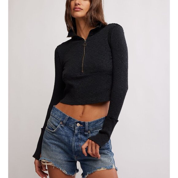FREE PEOPLE We The Free Midnight Half Zip / Black - Picture 5 of 10